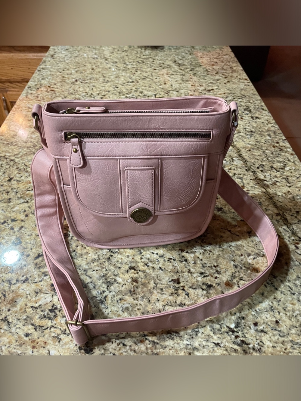 White Mountain Pink Crossbody Bag with Front Pocket